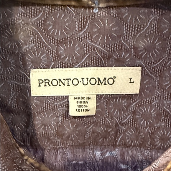 Pronto Uomo Dark Gray Patterned Shirt Large - Picture 2 of 5